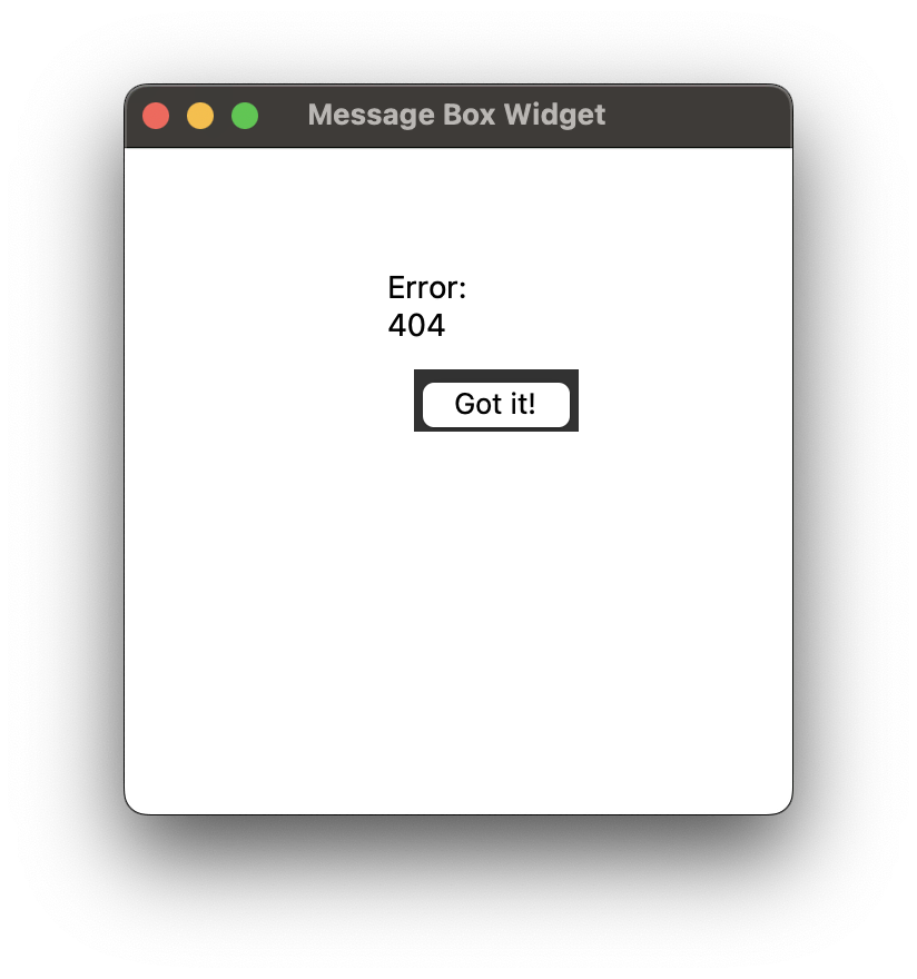 Tkinter message box widget
