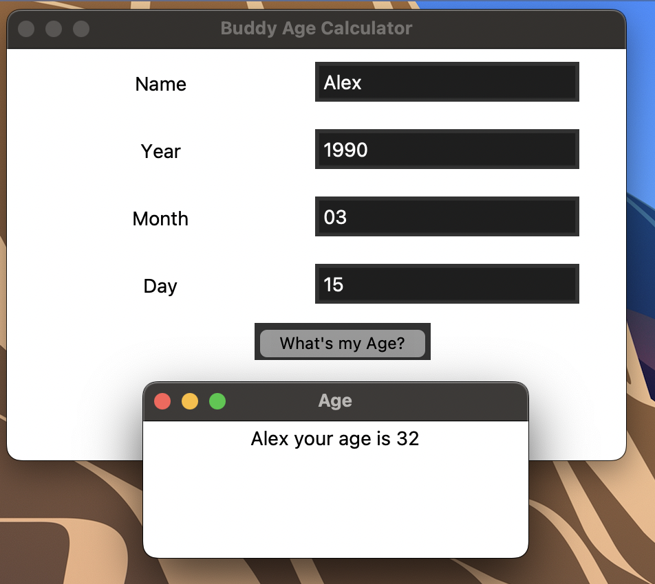 Age Calculator App GUI
