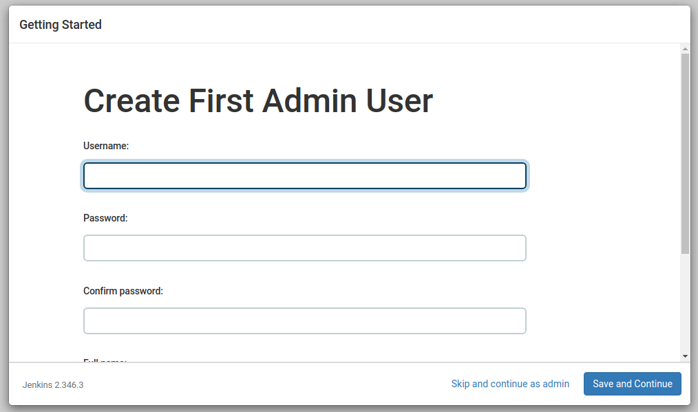 Create First Admin User Profile in Jenkins