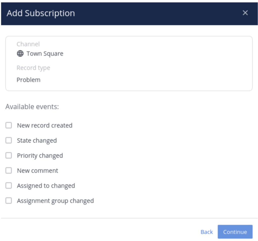 subscribing to ServiceNow notifications