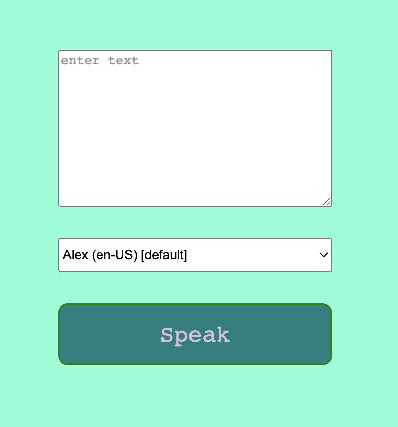 Web APIs: speech box