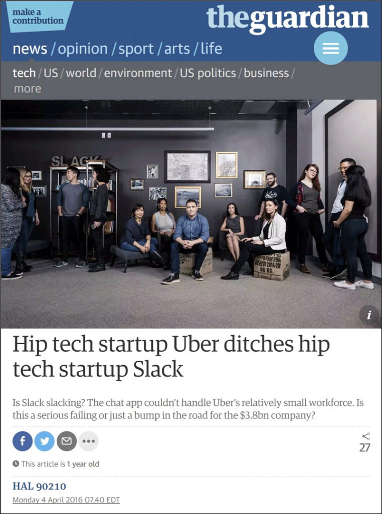 Uber ditches Slack