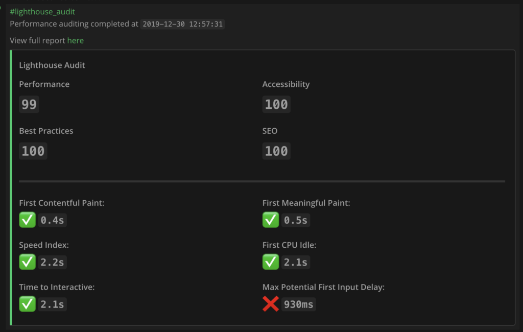 Lighthouse audit