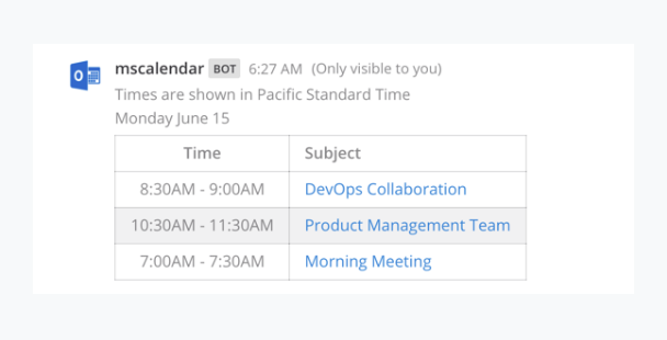 Microsoft calendar integration