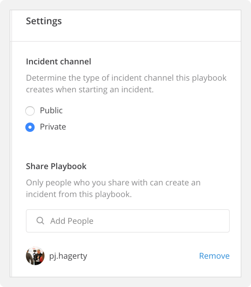 Incident playbook settings