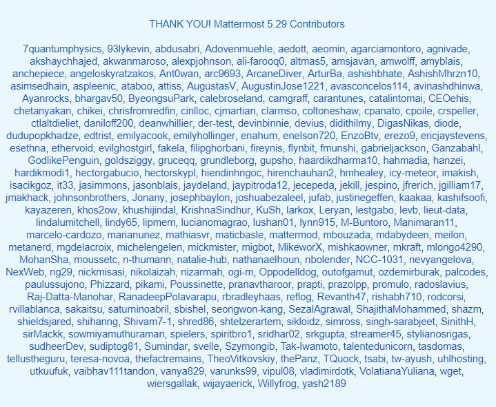 Mattermost 5.29 contributors