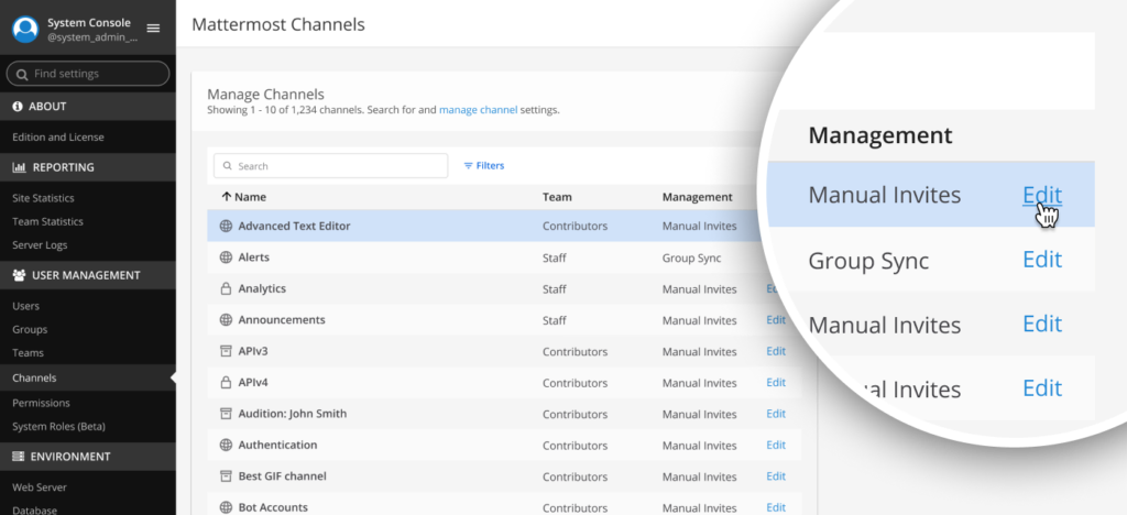 Manage channels