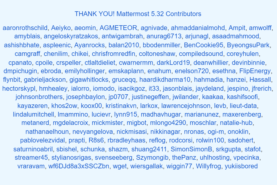 Mattermost 5.32 contributors