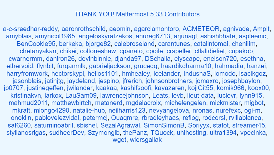 Mattermost v5.33 contributors