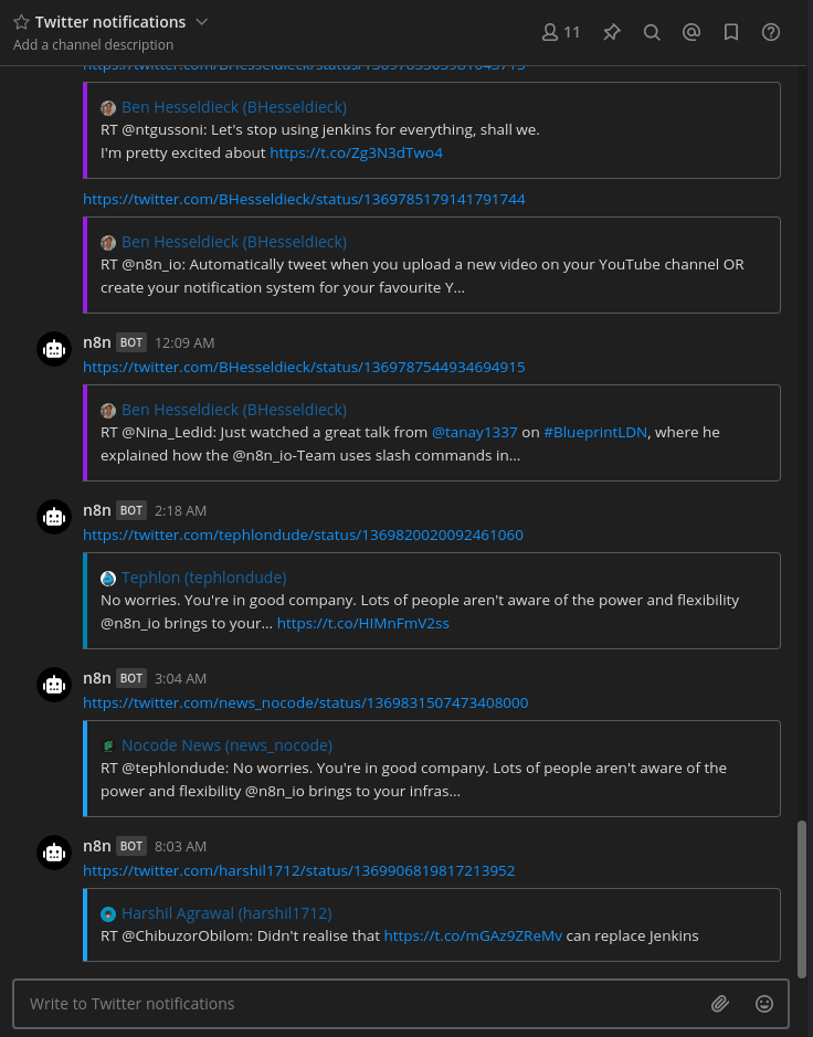 Twitter notifications