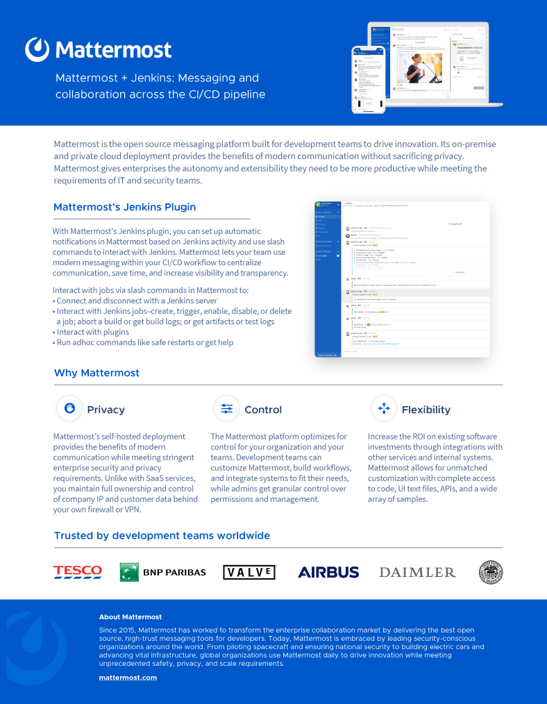 Mattermost and Jenkins datasheet