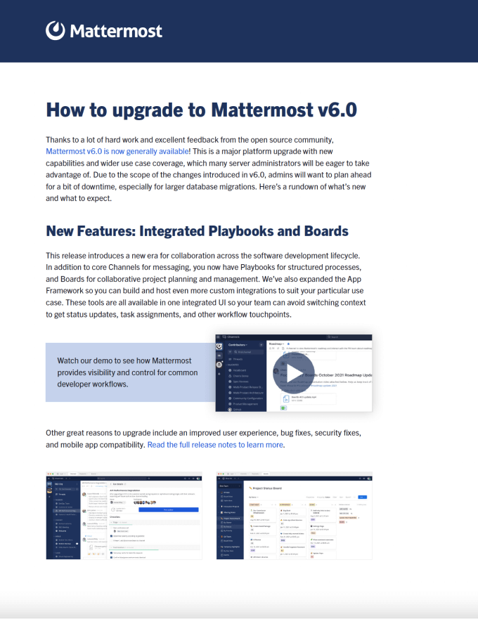 upgrade to Mattermost v6.0