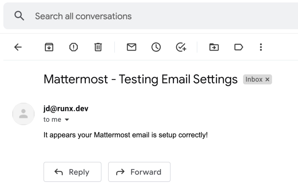 Mattermost email settings confirmation