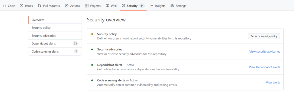 GitHub Security Tab