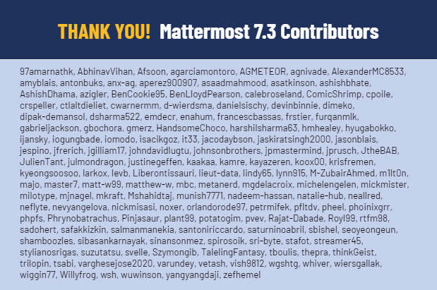 Mattermost v7.3 Thank You!