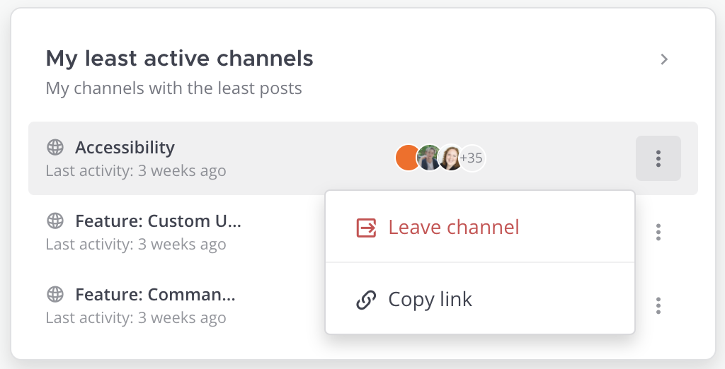 Leave least accessed channels with one click