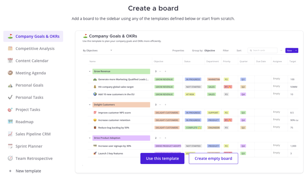 Mattermost v7.5: Boards templates