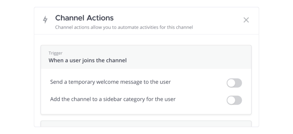 Custom channel actions