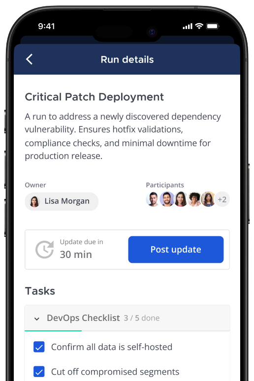 Critical patch deployment communication on mobile