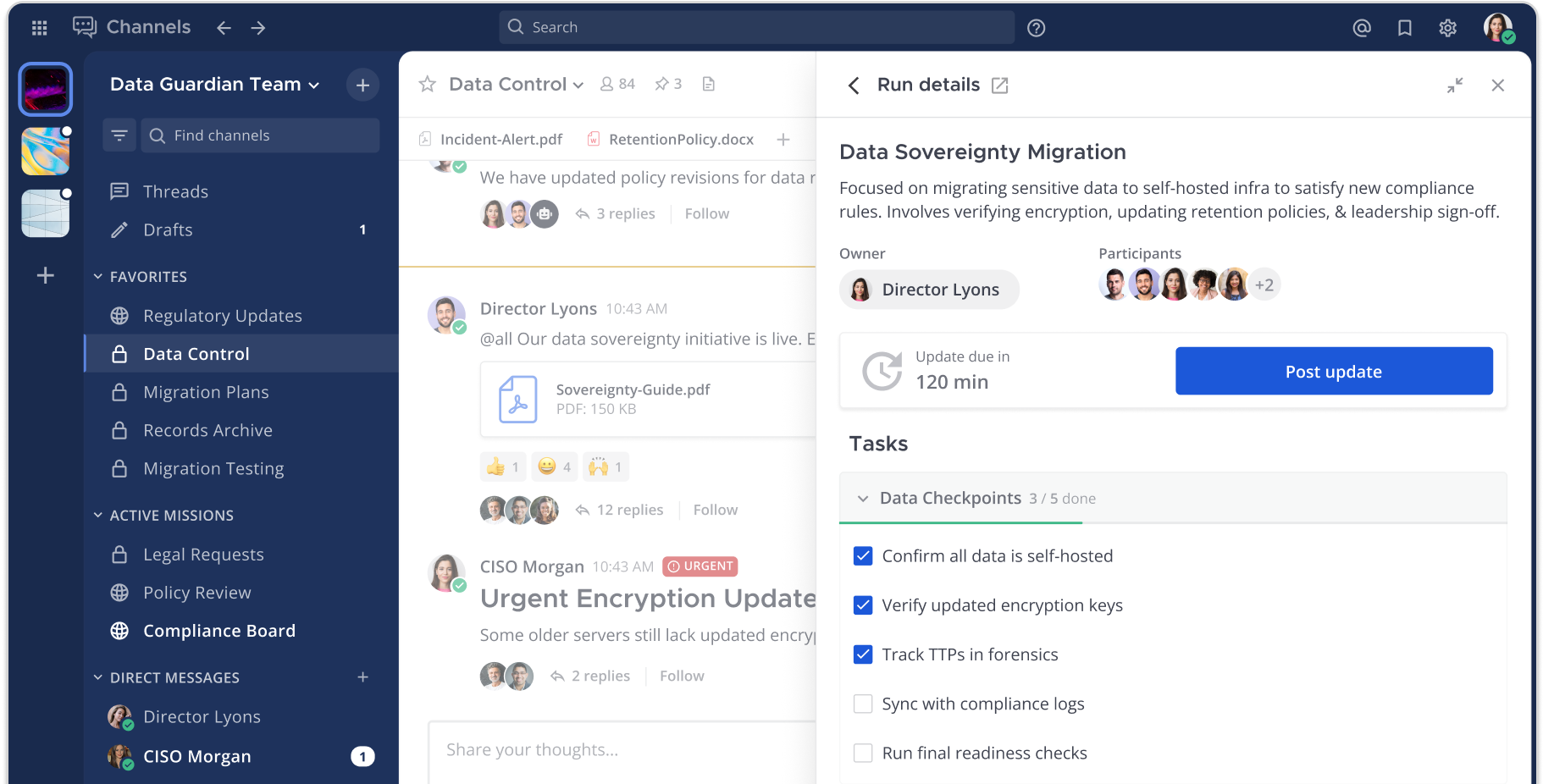 Data Guardian chat app for secure communication and collaboration