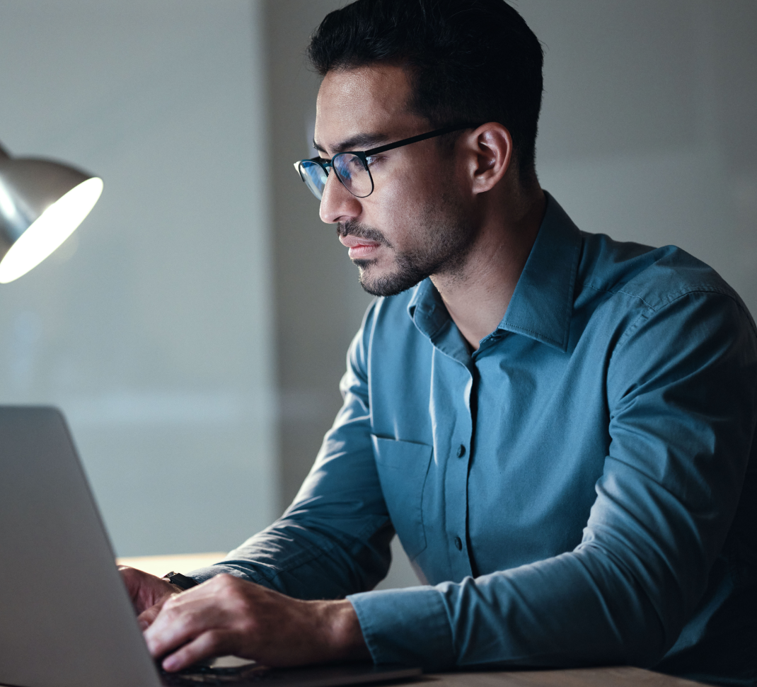 Man using secure chat platform