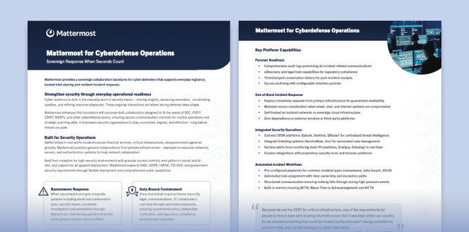 Mattermost for Cyberdefense Operations: Soverign Response When Seconds Count