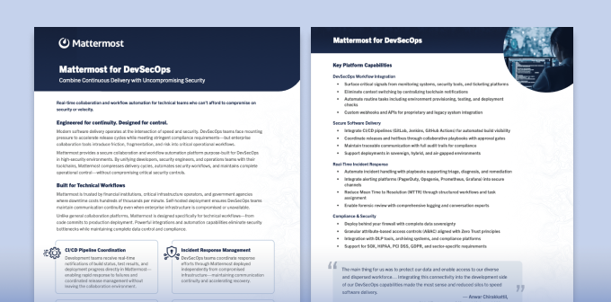 Mattermost for DevSecops: Combine Continuous Delivery with Uncompromising Security