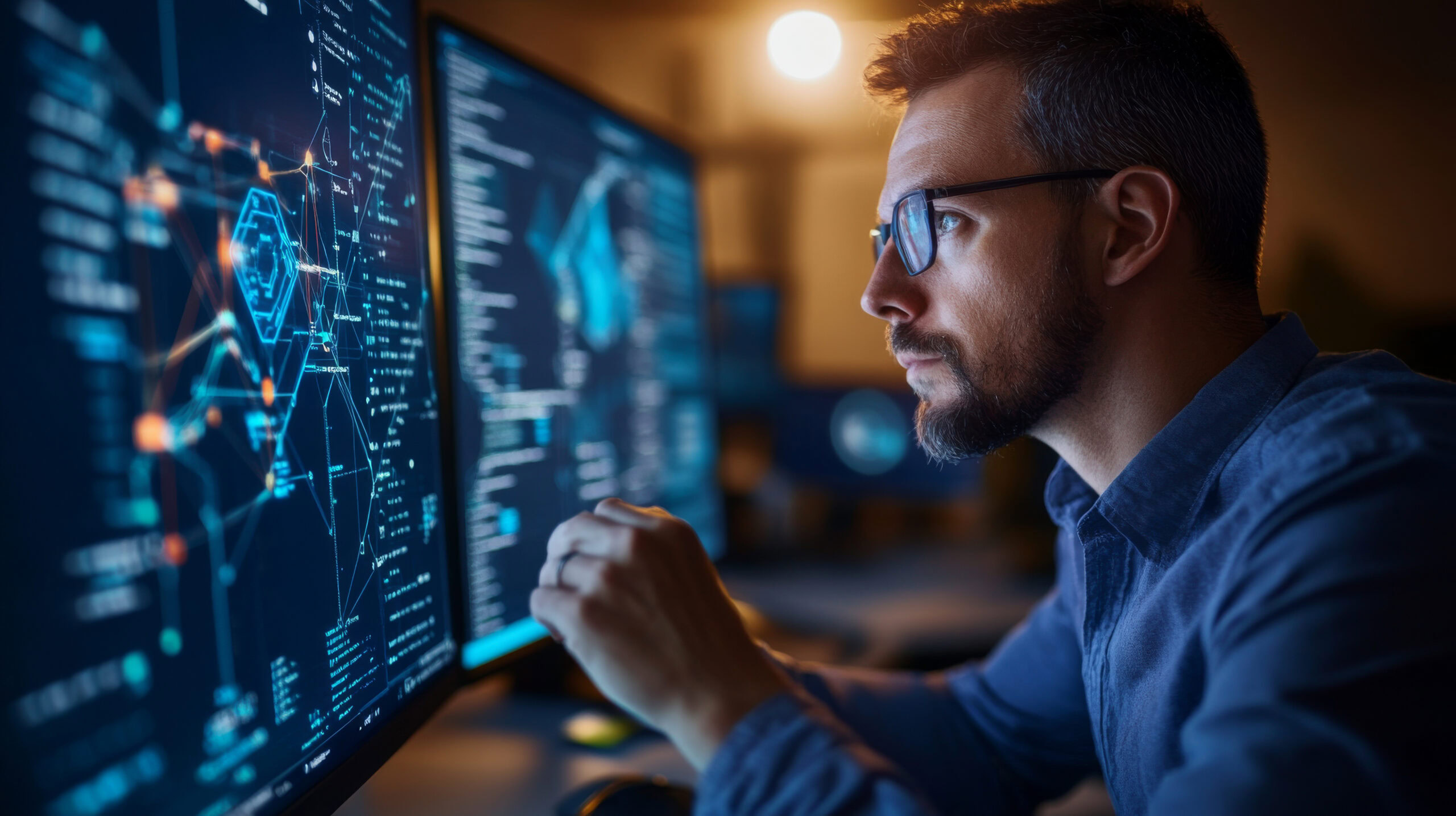 Analyst reviewing a comprehensive cybersecurity framework, focusing on both prevention and incident response measures.