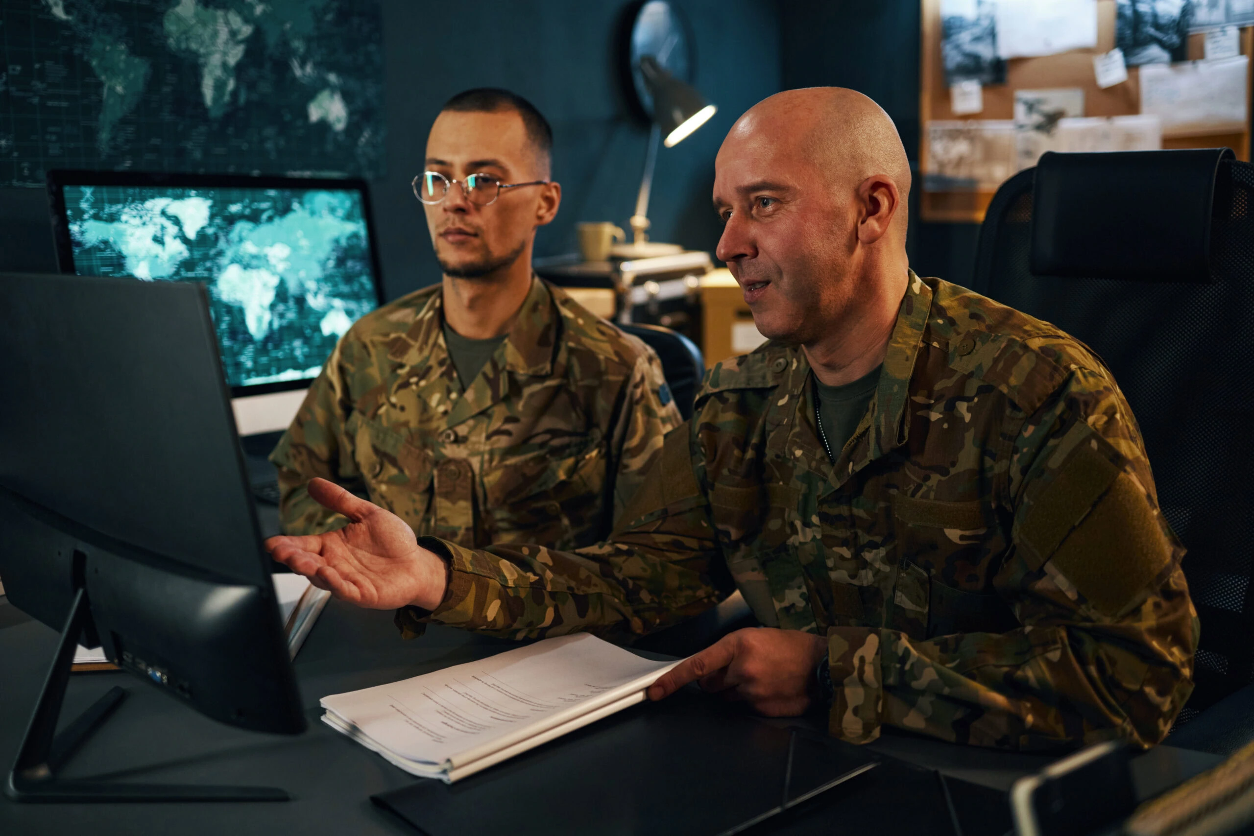 Discussing Military Strategy in Tactical Operations Room