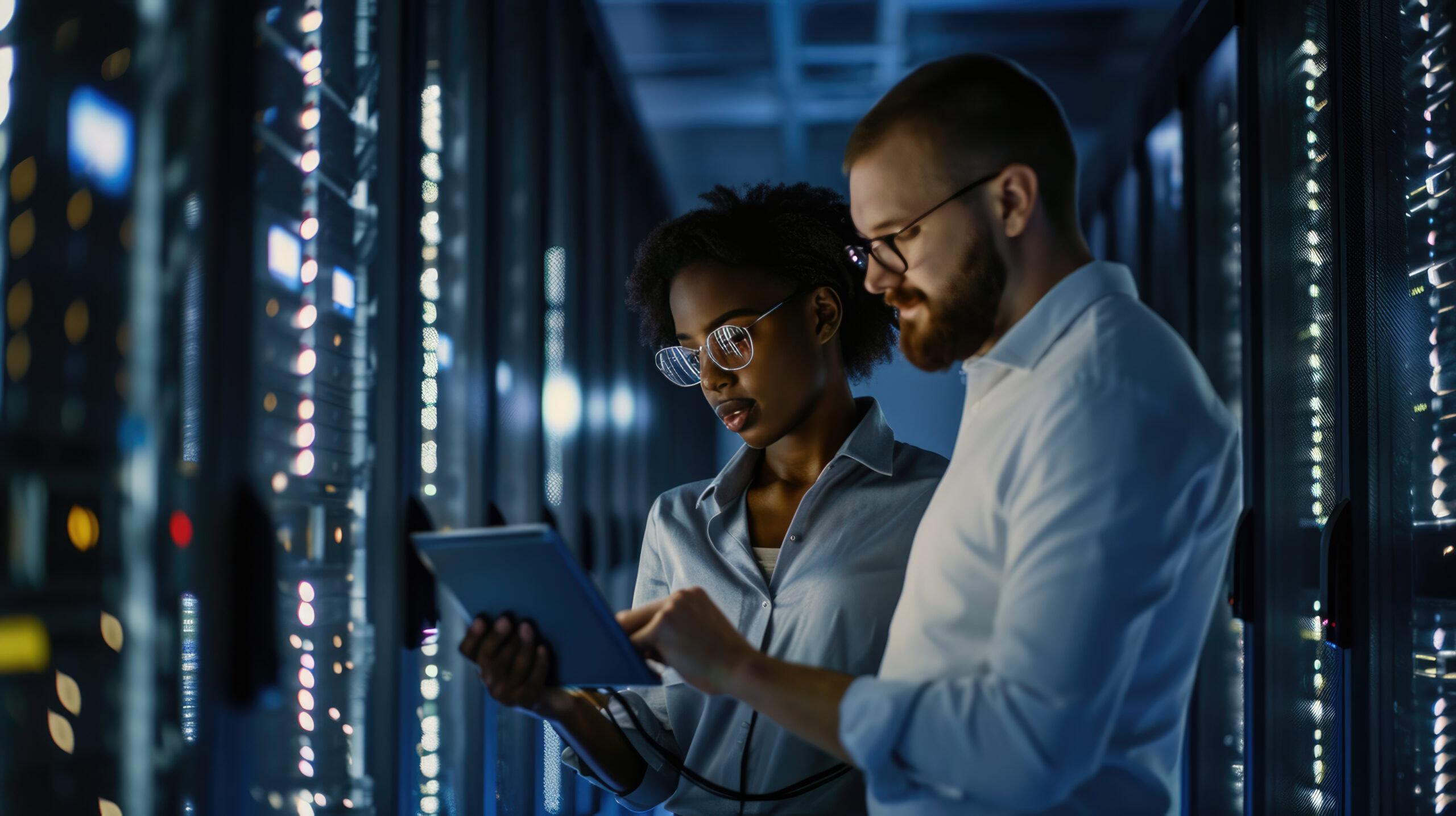 two data center workers